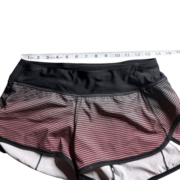 Lululemon Women's Ombre Gradient Athletic Speed Shorts Red Black Size Medium - Picture 4 of 8
